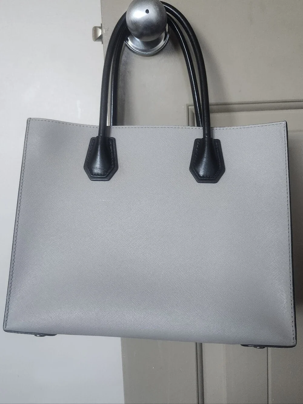 Michael Kors Light Gray, Black And White Tote.